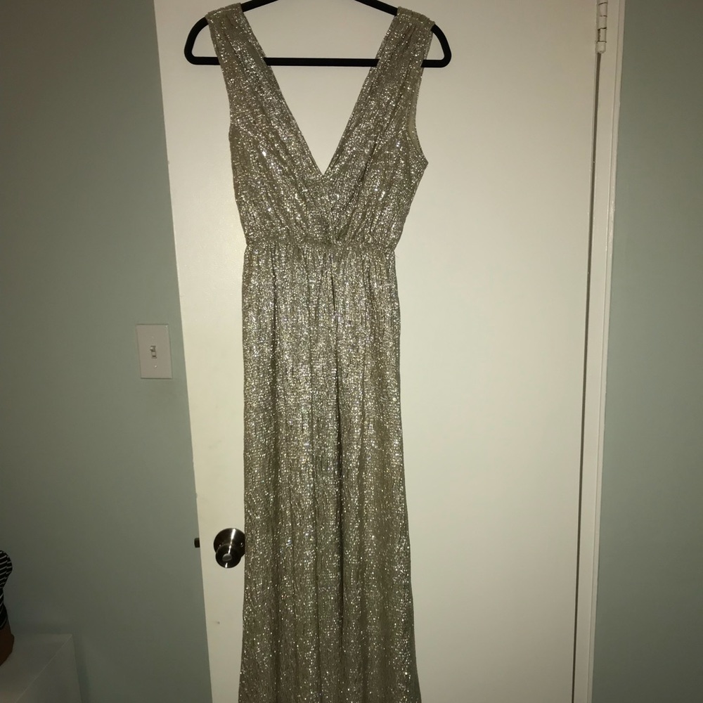 Lulu’s full length gold dress